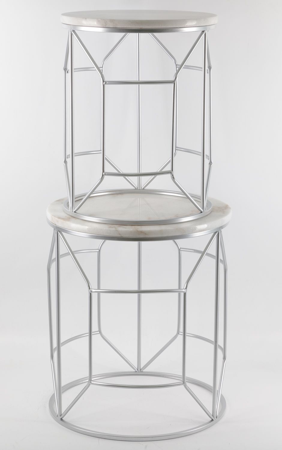 Столики интерьерные с белым мрамором, набор, Glasar 54-194/193