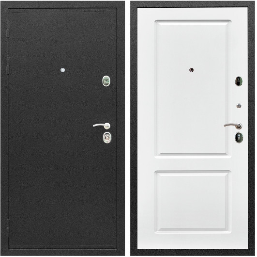 Дверь входная Graf Престиж Черный шелк / МДФ 16 мм ФЛ-117 Белый матовый