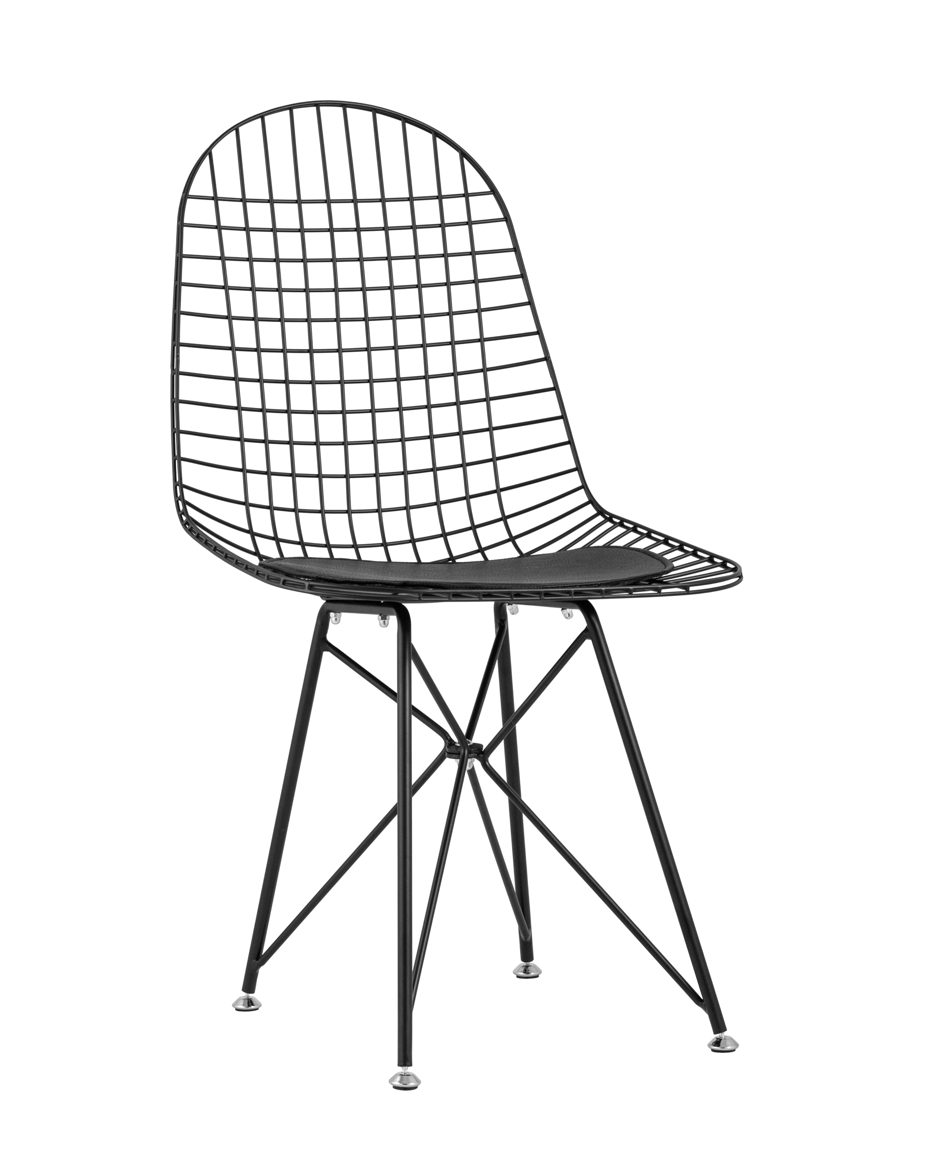 Стул обеденный Eiffel черный с черной подушкой 2 шт Stool Group