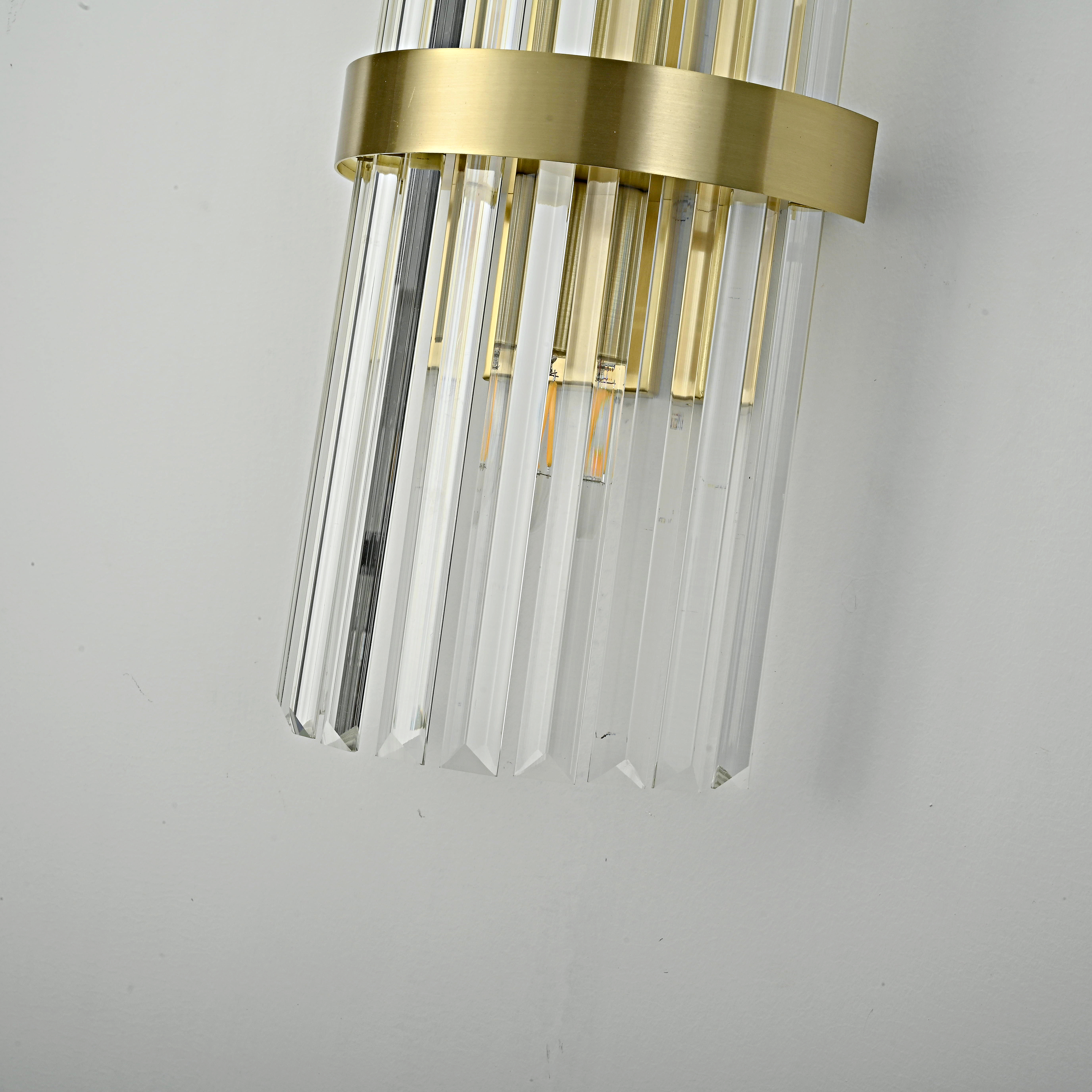 Бра Odeon Clear Glass Gold Metal Wall Lamp By Imperiumloft