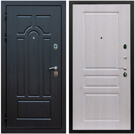 Дверь входная Graf Эврика МДФ 10 мм ФЛ-58 Венге / МДФ 16 мм ФЛ-243 Дуб беленый