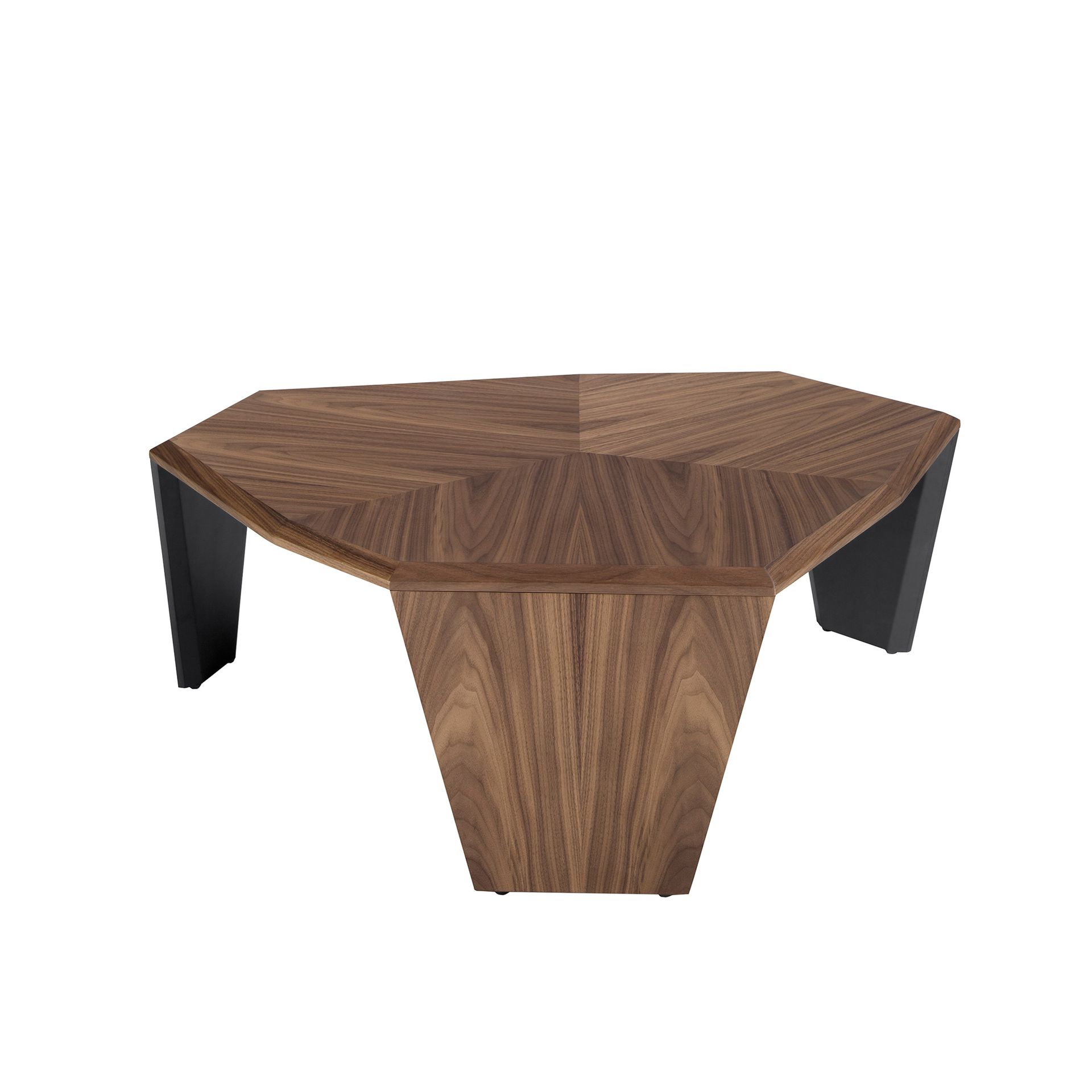 Ассиметричный журнальный столик 2136/MH2302A из ореха и черного ПВХ Angel Cerda