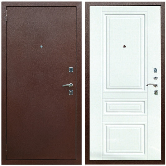 Дверь входная Graf Эконом Антик медь / МДФ 16 мм ФЛ-243 Ясень белый