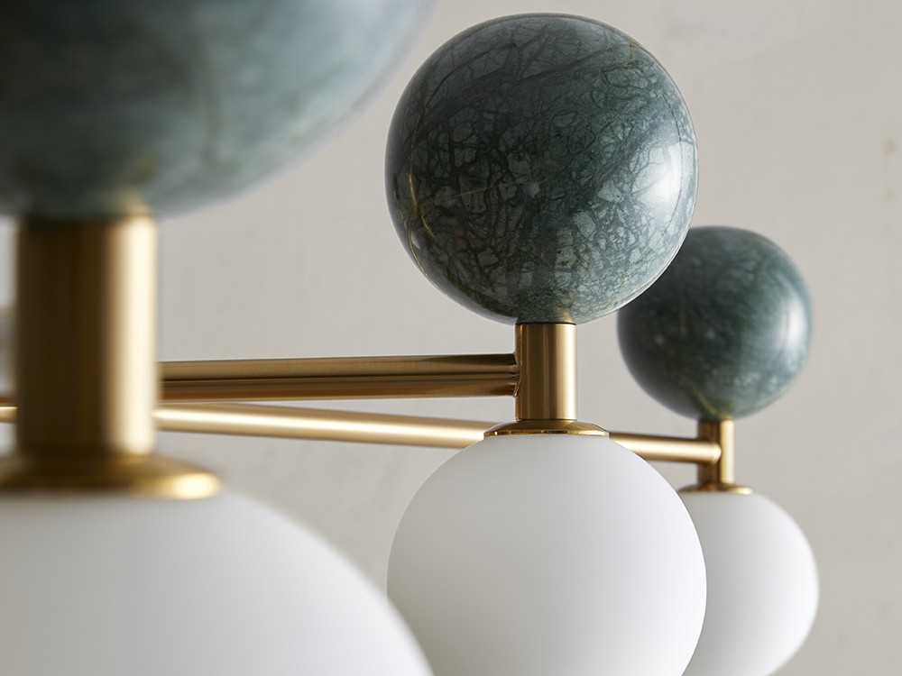 Люстра Dalt 6L золотой металл - зеленый мрамор Aromas del Campo