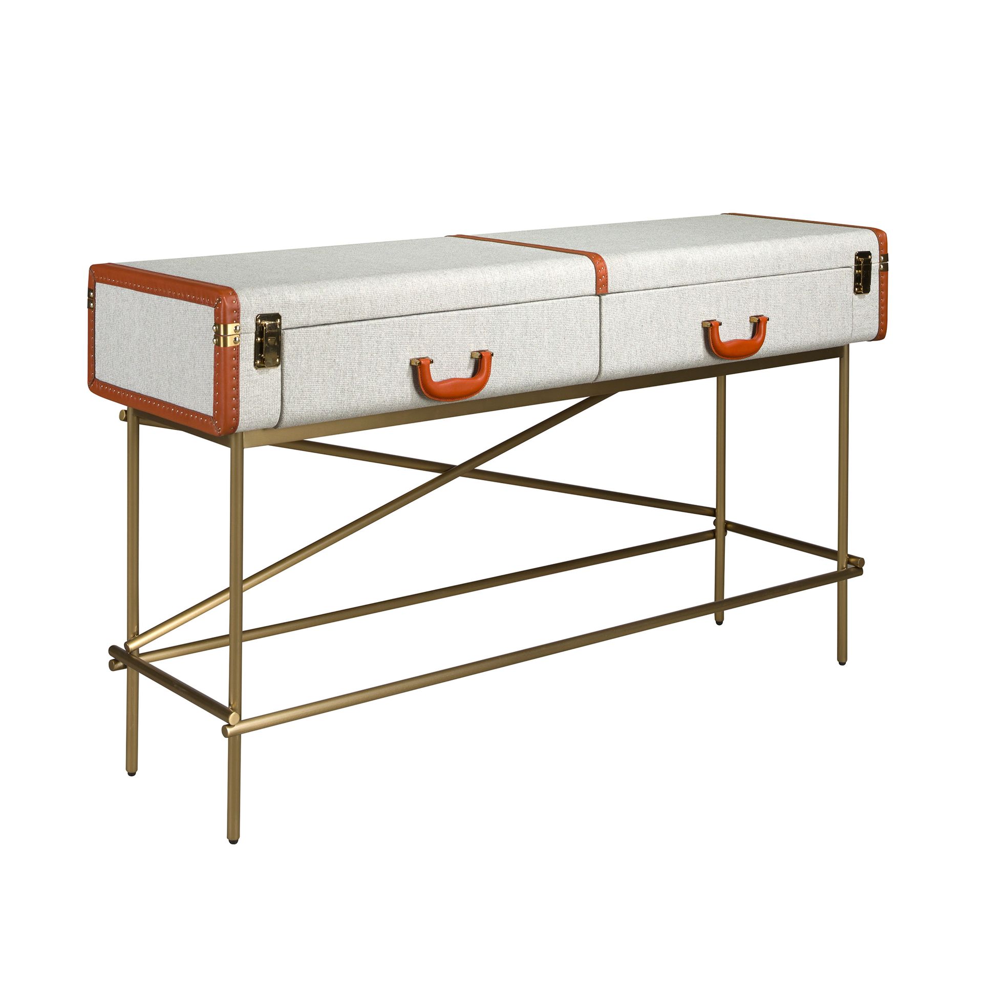 Консольный стол 3271 из шпона ореха и светло-серой ткани Angel Cerda