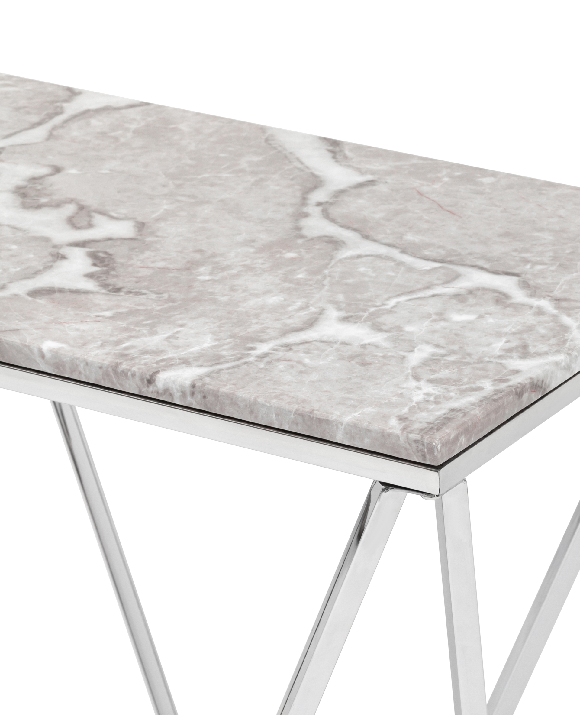 Консоль Авалон 122*41 серый мрамор сталь серебро Stool Group