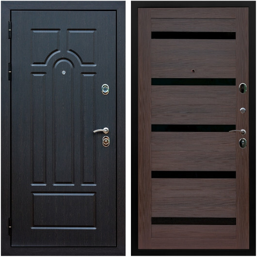 Дверь входная Graf Эврика МДФ 10 мм ФЛ-58 Венге / МДФ 16 мм СБ-14 Эковенге стекло черное