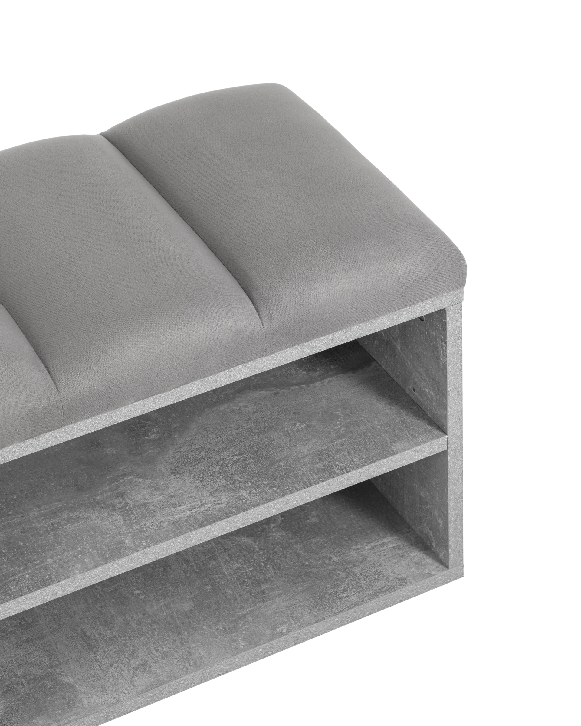 Обувница Хольст 2 серая велюр серый Stool Group