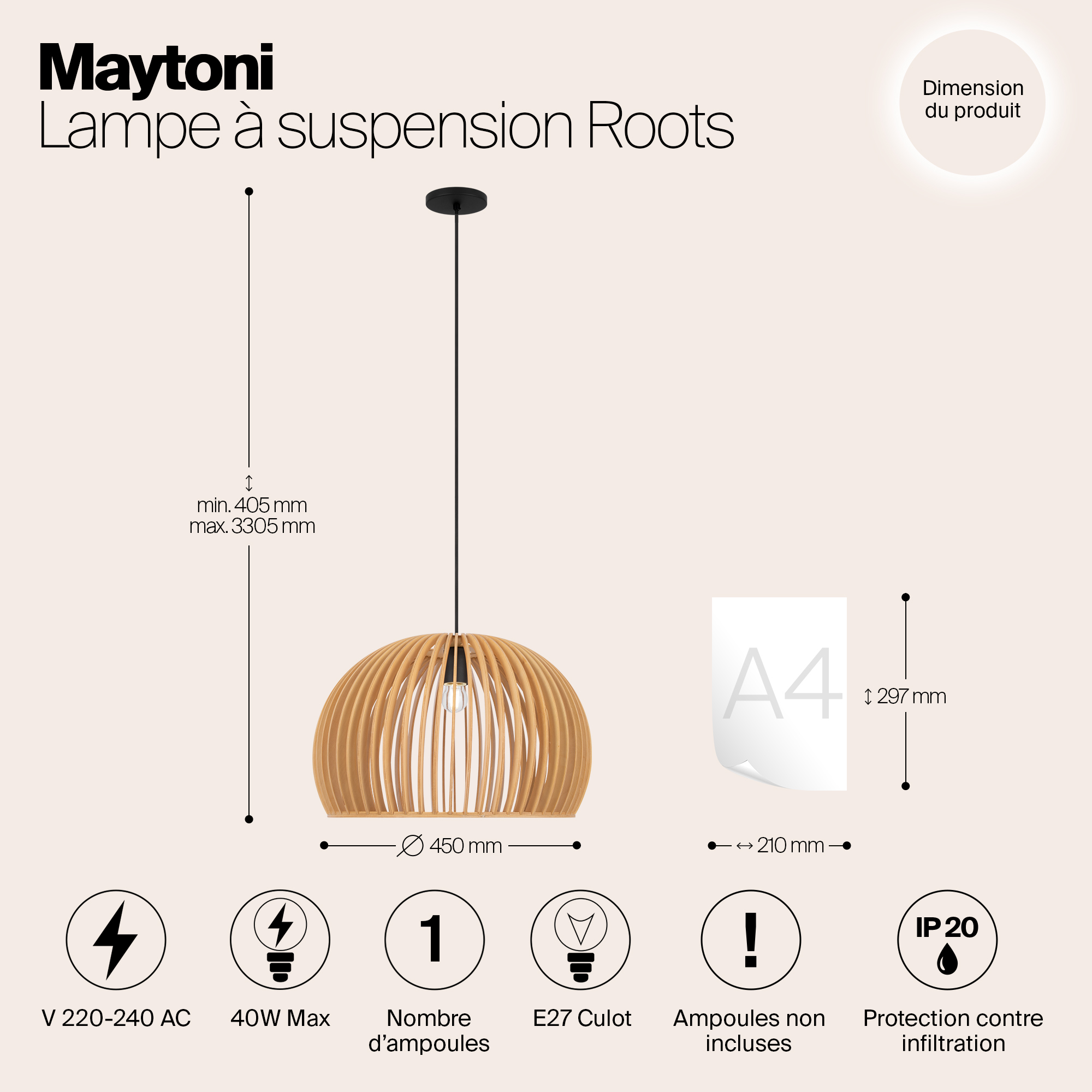 Подвесной светильник Maytoni MOD195PL-01W1