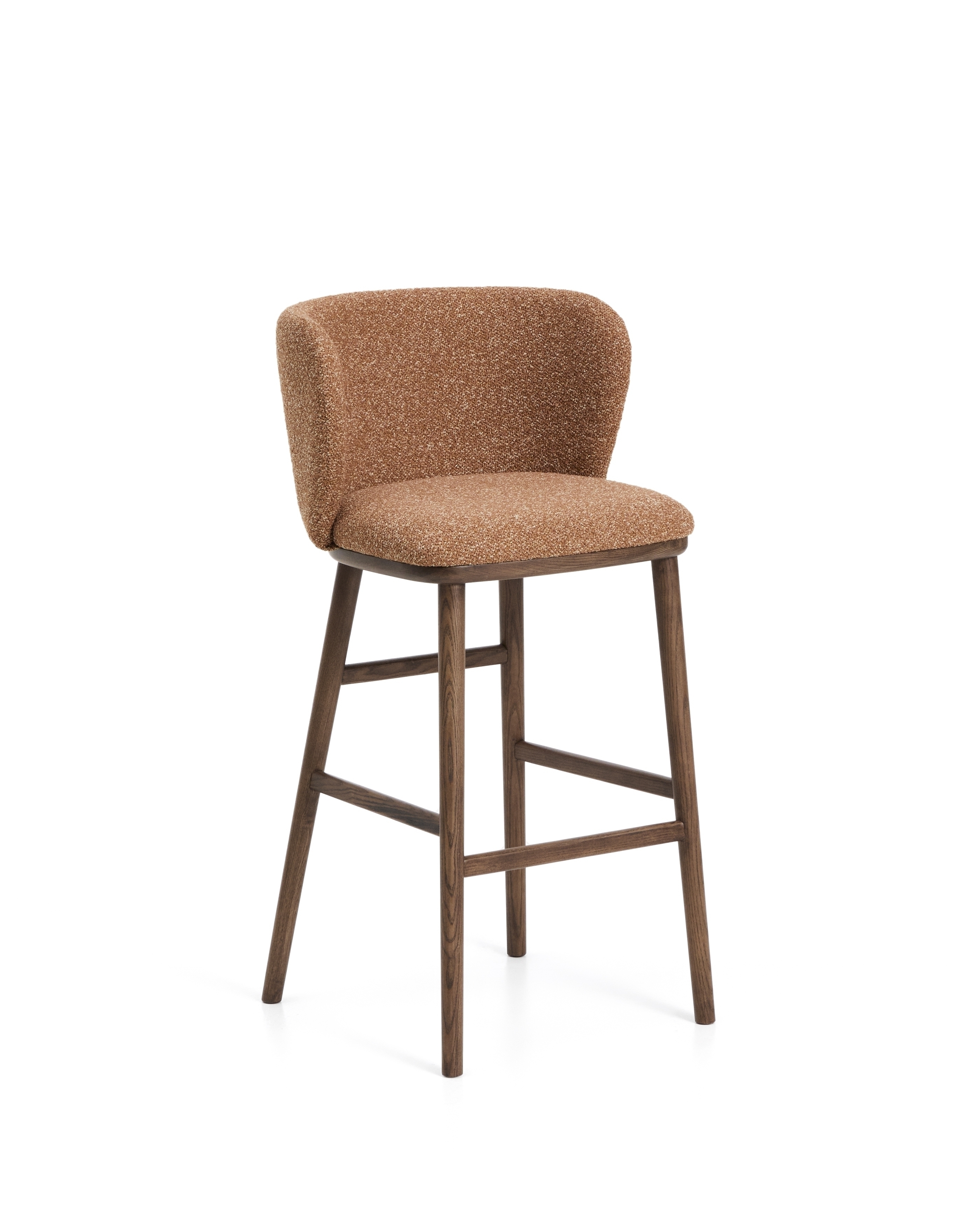 Барный стул Ciselia из терракотового шенилла с ножками из ясеня в отделке орех La Forma 463525