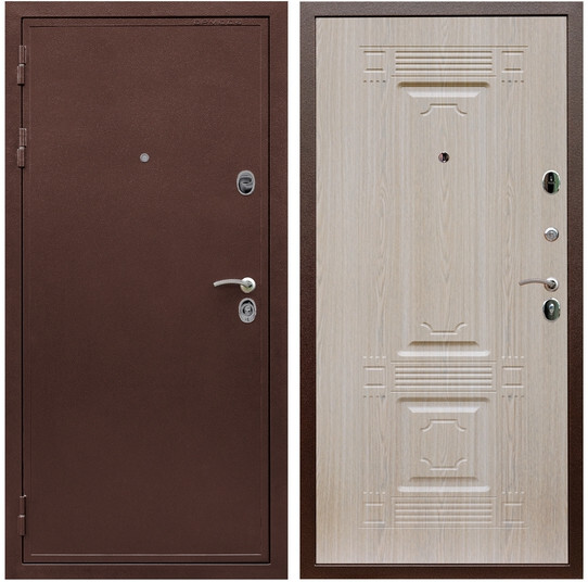 Дверь входная Graf Лондон Антик медь / МДФ 6 мм ФЛ-2 Дуб беленый