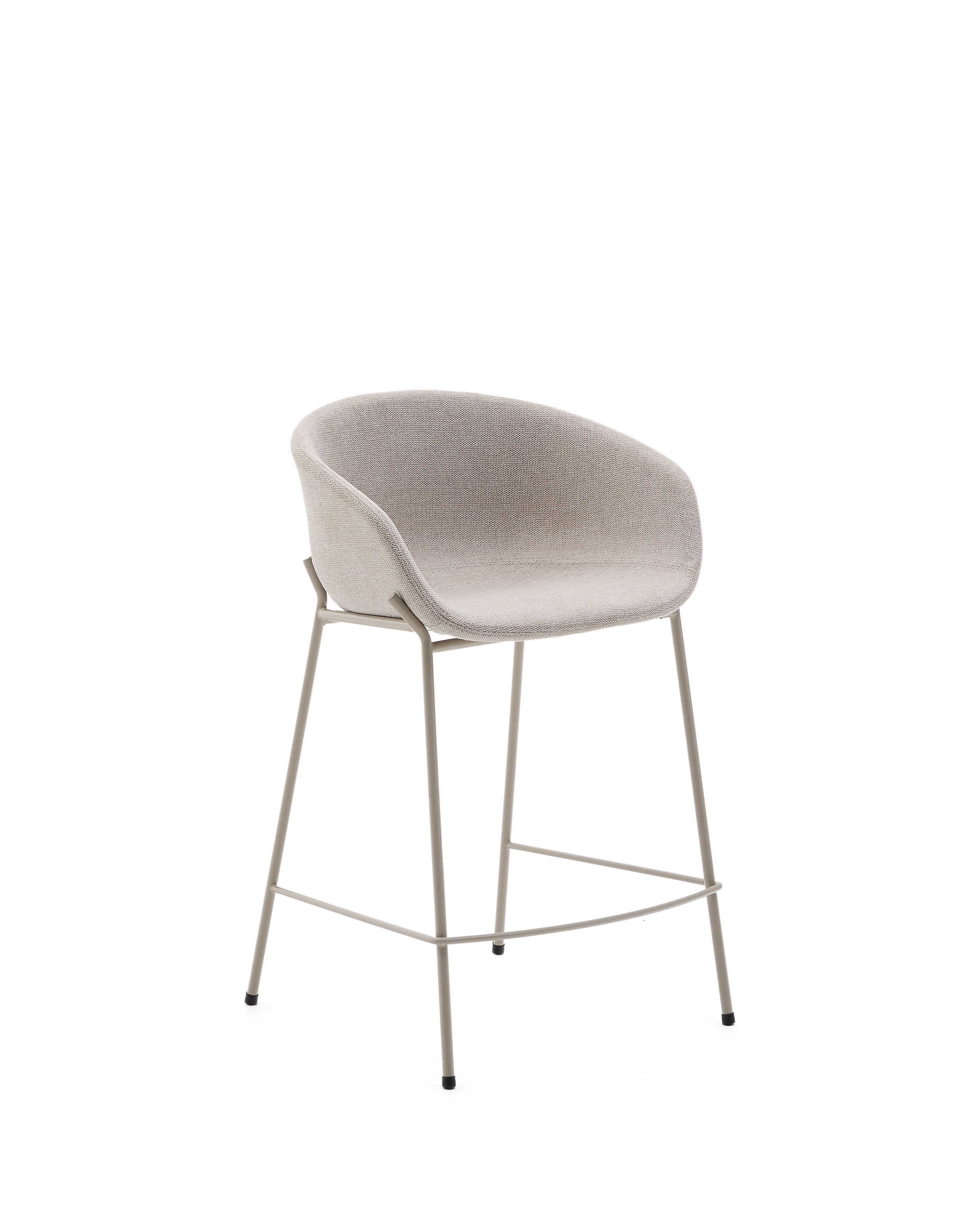 Полубарный стул Yvette из бежевого шенилла с бежевыми стальными ножками 65 см La Forma (ex Julia Grup)