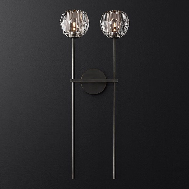 Бра Restoration Hardware Boule De Cristal Grand Double Sconce Bronze