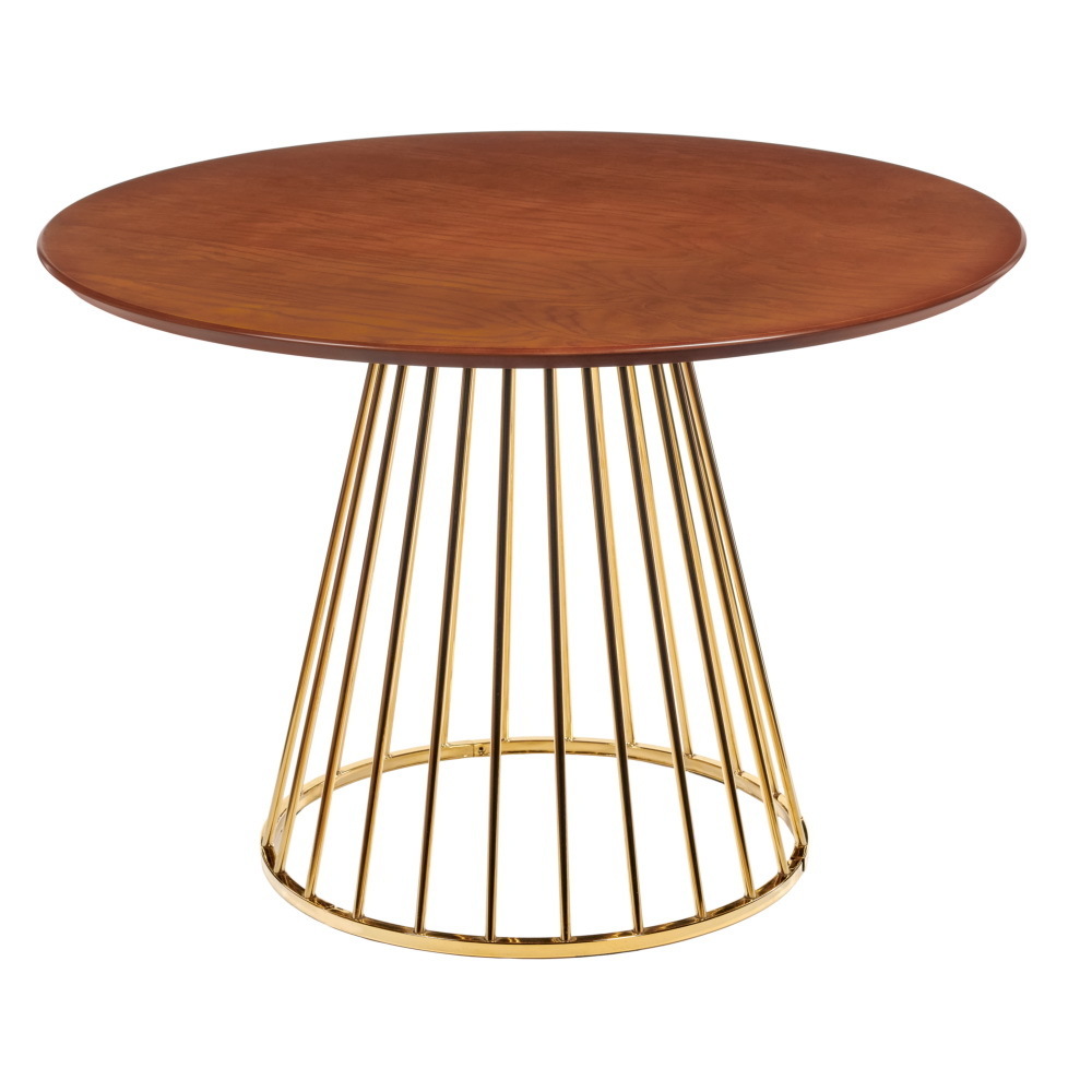 Стол Liverpool диам.110см, шпон орех с золотистыми ножками Bradex Home RF 0439