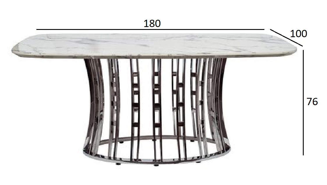 Стол обеденный светло-серый (искусственный камень) Garda Decor 45EX-DT122-1