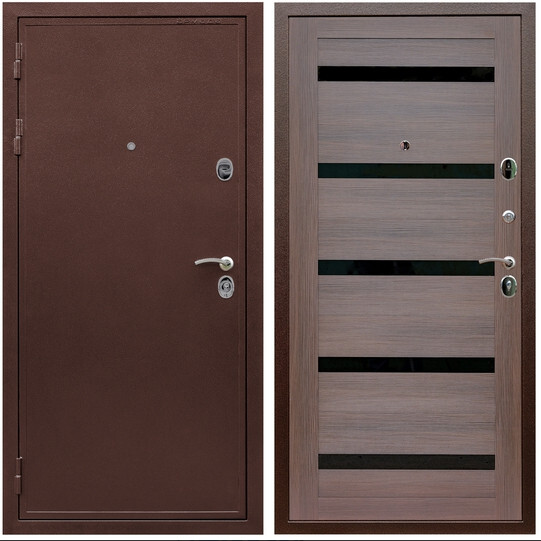 Дверь входная Graf Престиж Антик медь / МДФ 16 мм СБ-14 Эковенге стекло черное