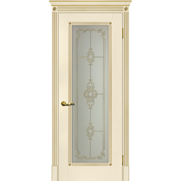 Межкомнатная дверь Graf Флоренция-1 Сатинат, контурный полимер золото магнолия, патина золото (2000 х 700)