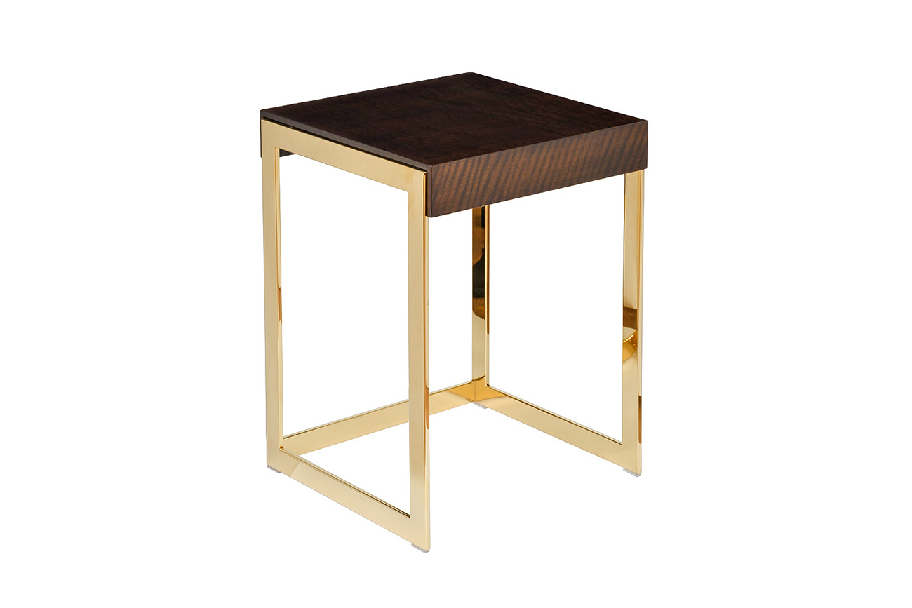 Столик журнальный квадратный тиковый шпон/лак/золото Garda Decor 84HB-13STOL/ZH