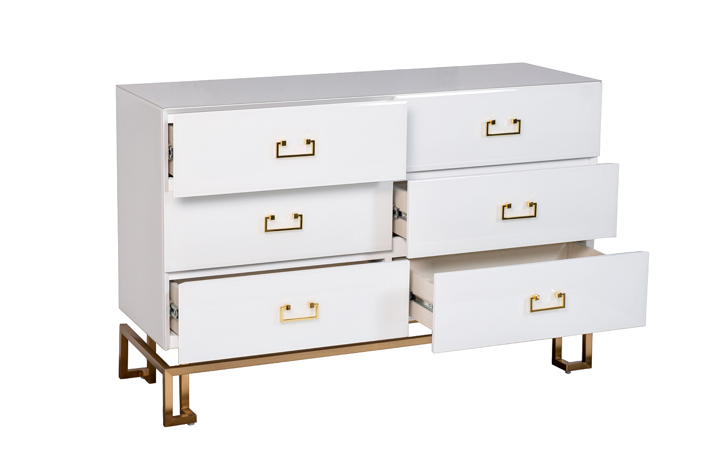 Комод с ящиками белый/золото Garda Decor KFG089