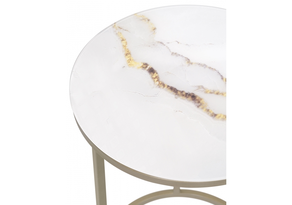 Журнальный стол Woodville Иберис круглый белый / золото 500012