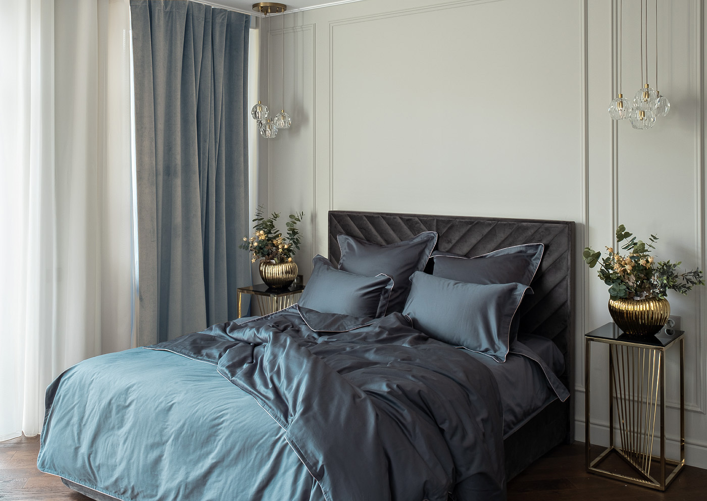 Портьера широкая с подкладом сшивная 260см серая Garda Decor GD-ПОРТЬЕРА260-RIV91