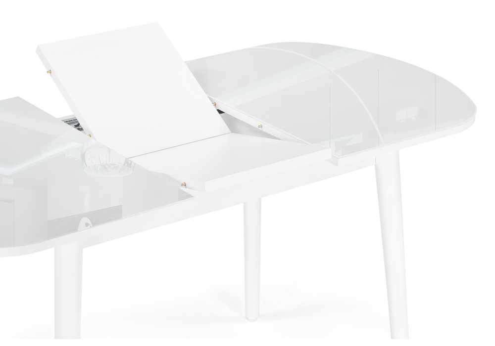 Стол стеклянный Woodville Клэйтон белый / белый 379006