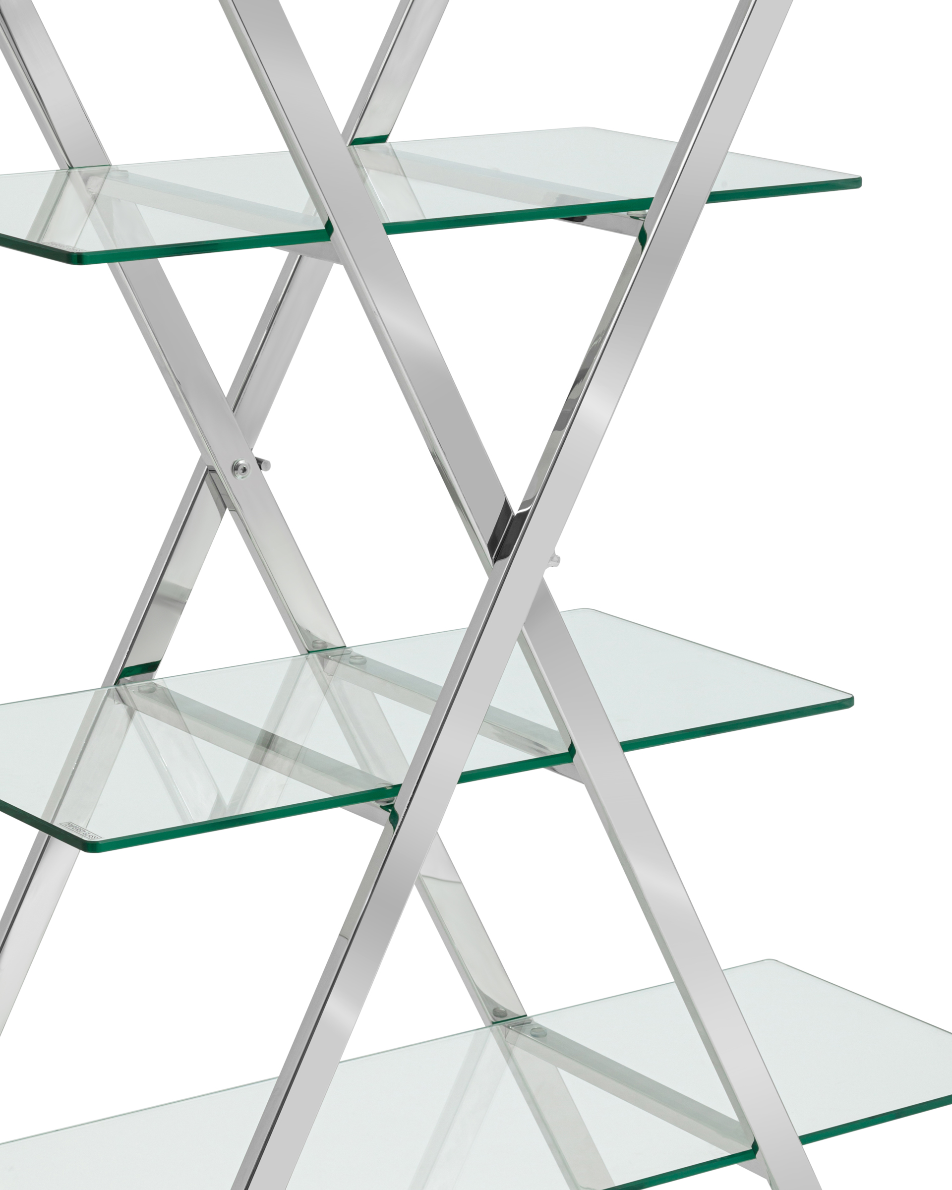 Стеллаж Гейт прозрачное стекло сталь серебро Stool Group