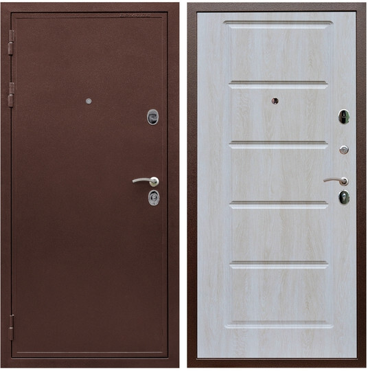 Дверь входная Graf Престиж 2 Антик медь / МДФ 16 мм ФЛ-39 Дуб Филадельфия крем