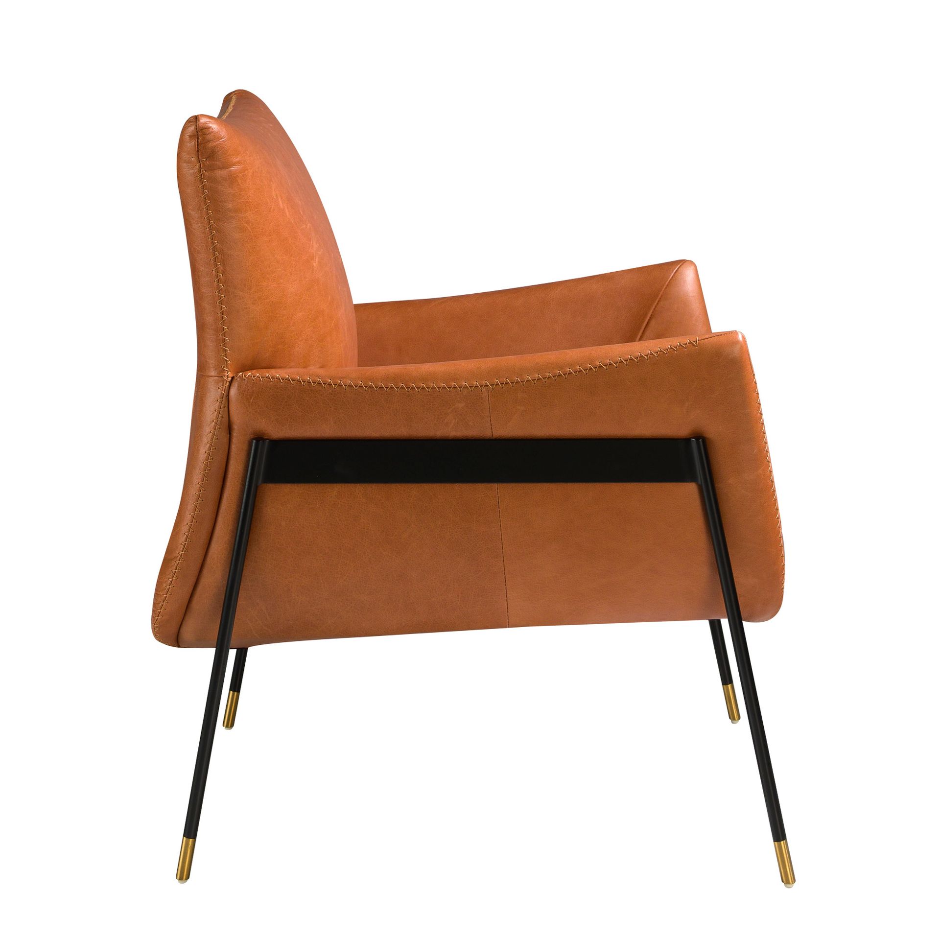 Кресло 5091/KF-A002-M2851 кожаное с черными стальными ножками Angel Cerda