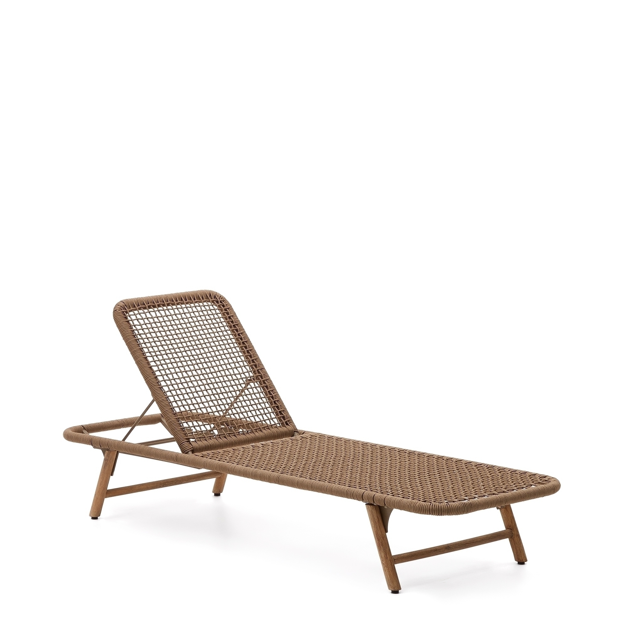 Шезлонг Dandara со стальной конструкцией, бежевым шнуром и ножками из 100% массива акации La Forma 193286