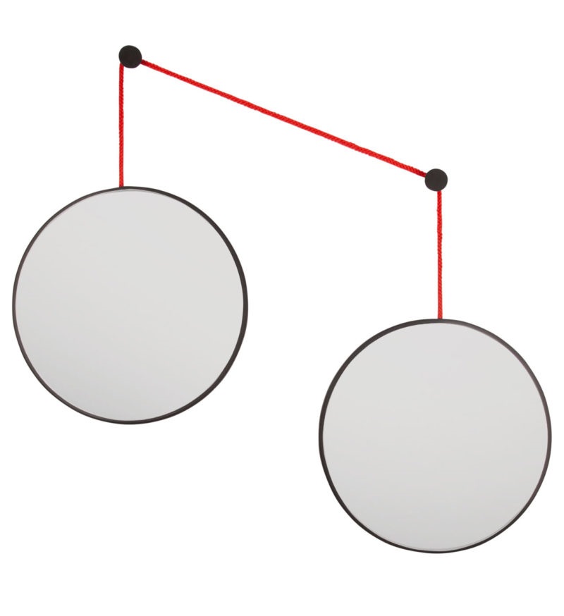 Balance M Black 2 зеркала по 40см  на красном шнуре Art-Zerkalo SM201RBL