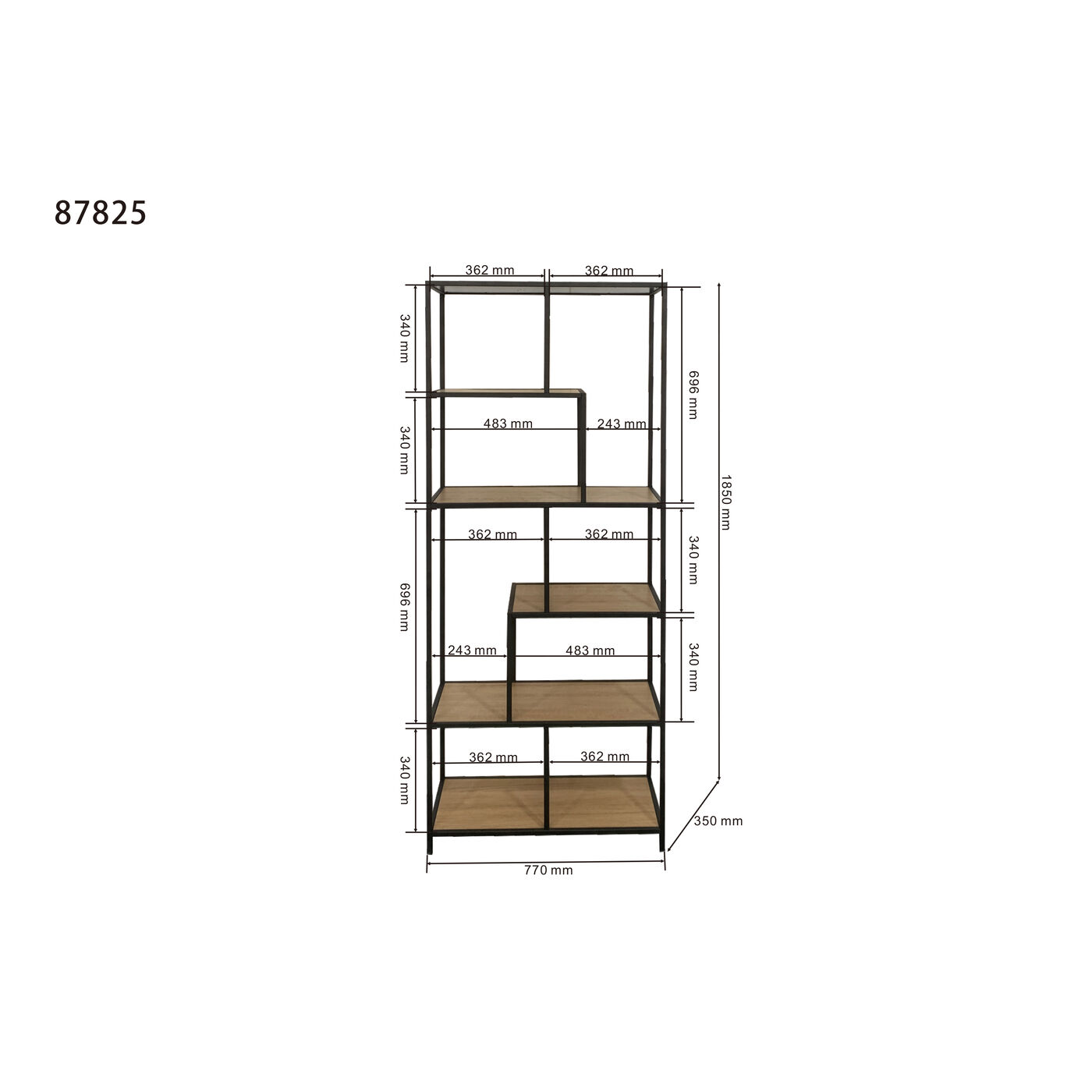 Стеллаж Loftie Oak 77x185 см KARE 87825