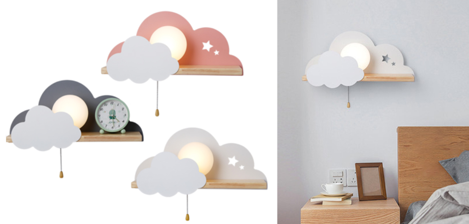 Бра с полкой Серое Облако Wall Lamp Gray Cloud by ImperiumLoft