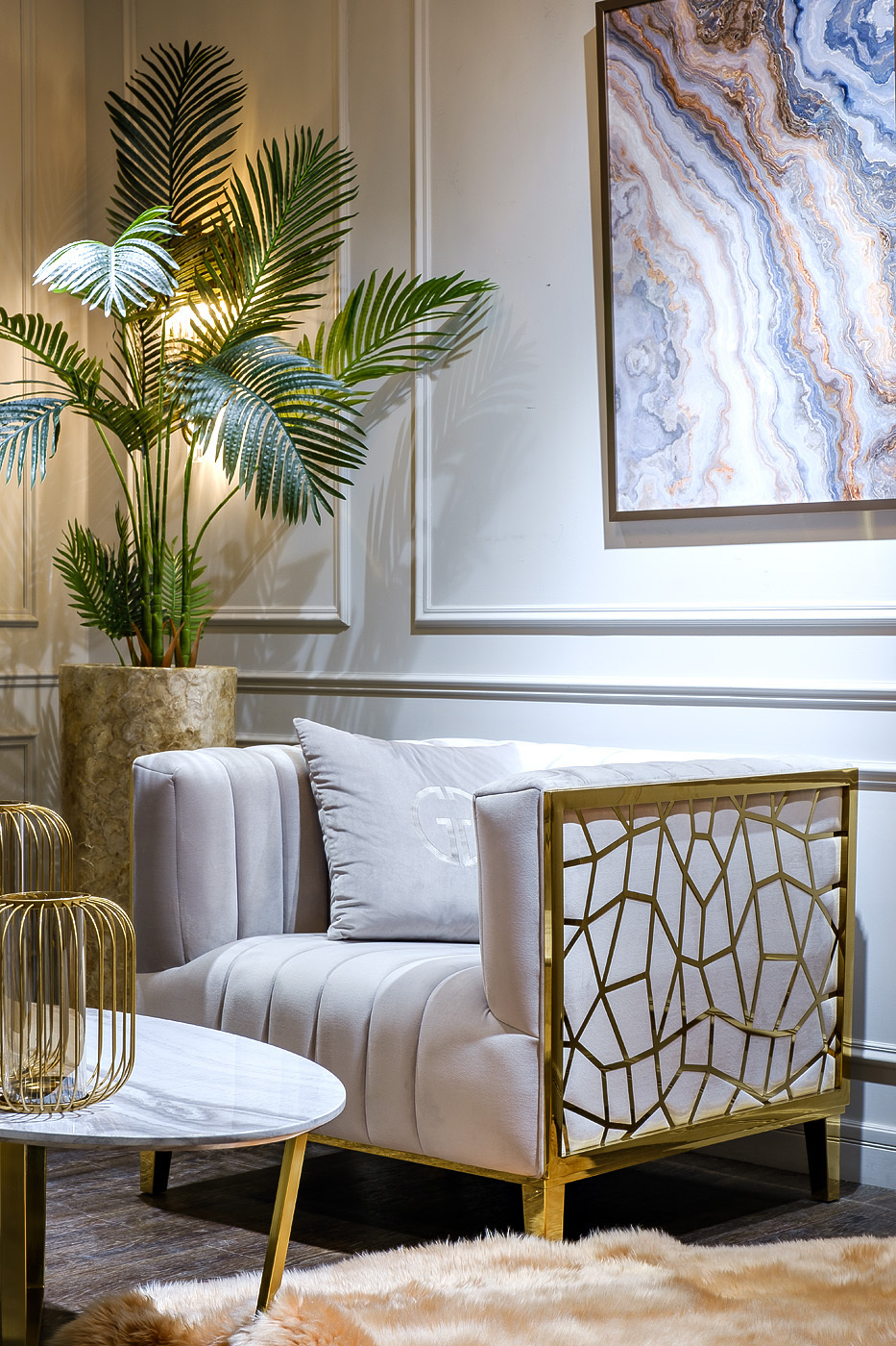 Кресло Basel велюровое серое Garda Decor 102AN-KRES-8681-SER