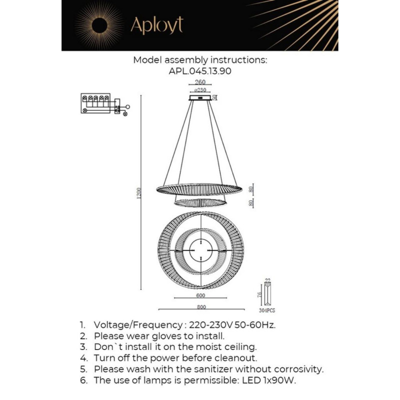 Подвесная люстра APLOYT APL.045.13.90