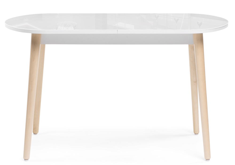 Стол стеклянный Woodville Клэйтон 130 белый / бук 379009