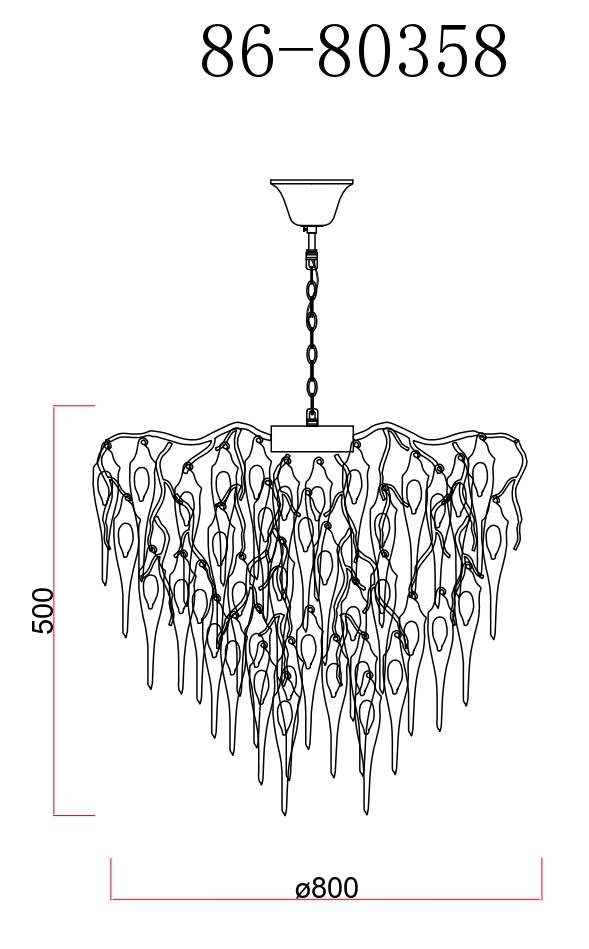 Люстра круглая Капли d.80*h.50, золото Garda Decor 86-80358