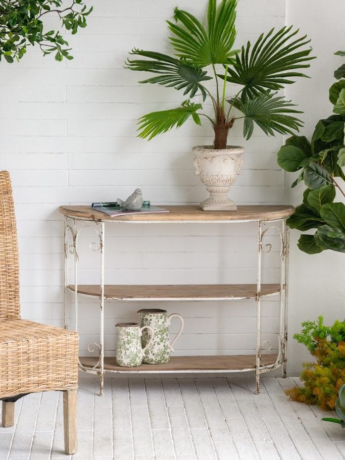 Консоль пристенная с двумя полками Прованс Glasar 86874