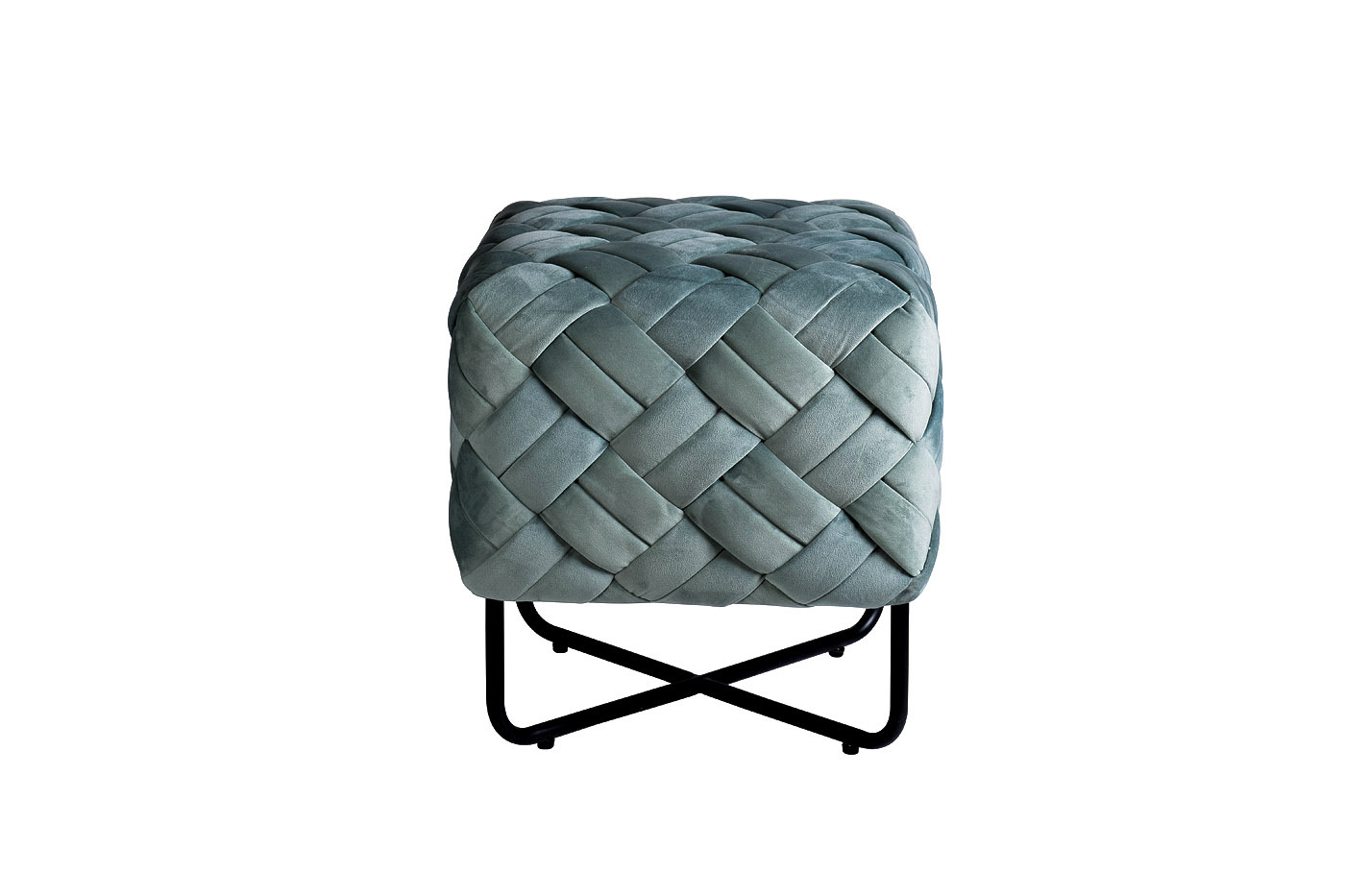 Пуф из плетеного велюра мятный Garda Decor N-OT-100 MNT BL