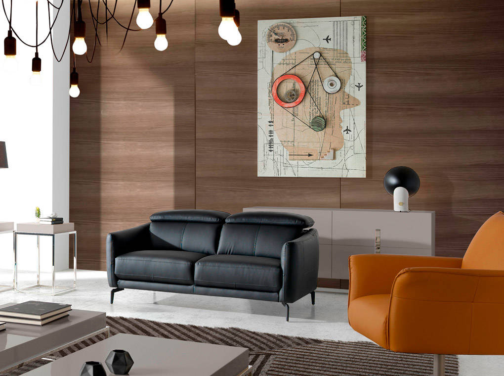 Диван 2-х местный 6058/5359-2P черный кожаный Angel Cerda