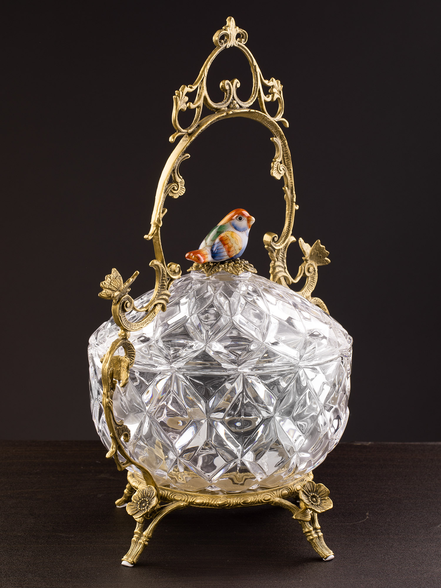 Конфетница с птичкой Glasar HGL481S/GLASS