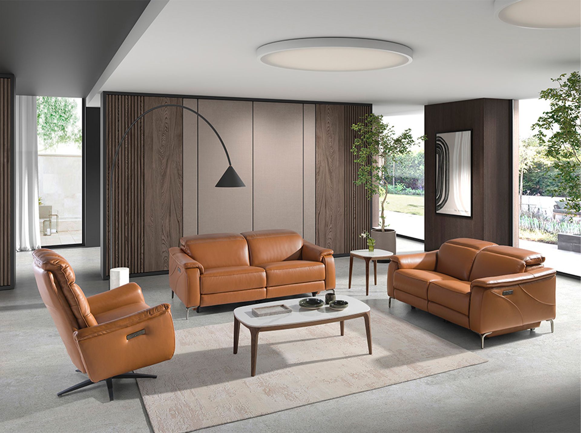 Поворотное кресло-реклайнер 5117/KM-A6010-M567 из коричневой кожи Angel Cerda