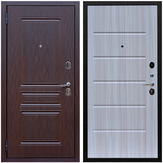 Дверь входная Graf Экстра МДФ 10 мм ФЛ-243 Лиственница шоколад / МДФ 16 мм ФЛ-102 Сандал белый