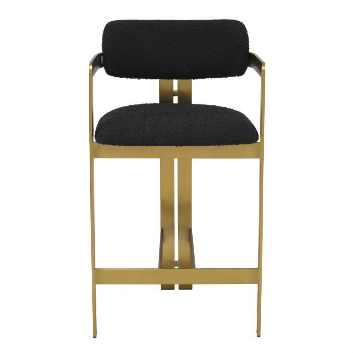Полубарный стул Eichholtz Donato brushed brass bouclé black 115836