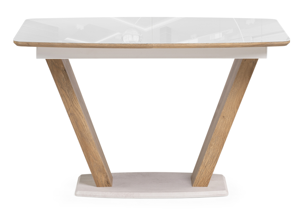 Стол стеклянный Woodville Питер 120(160)х80х75 ультра белый / дуб вотан 511237
