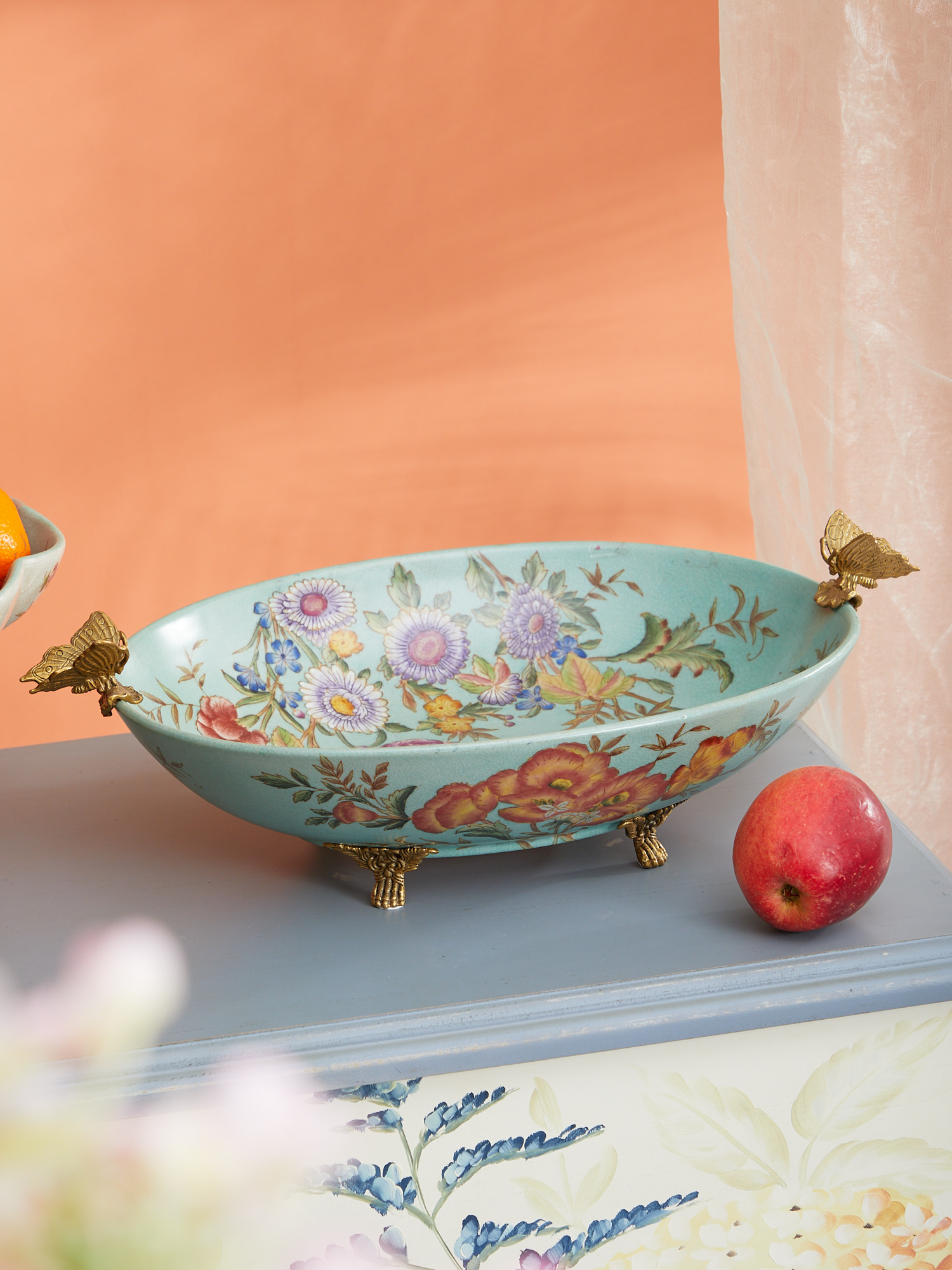 Блюдо овальное с бабочками Glasar 31G2427/HD010C/HLG2037