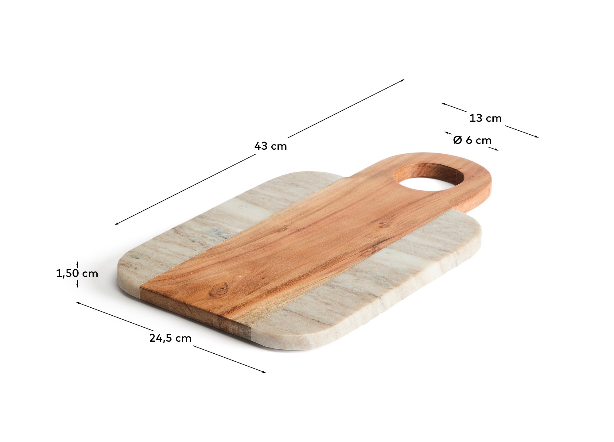 Сервировочная доска Nuvir из бежевого мрамора и массива акации La Forma (ex Julia Grup)