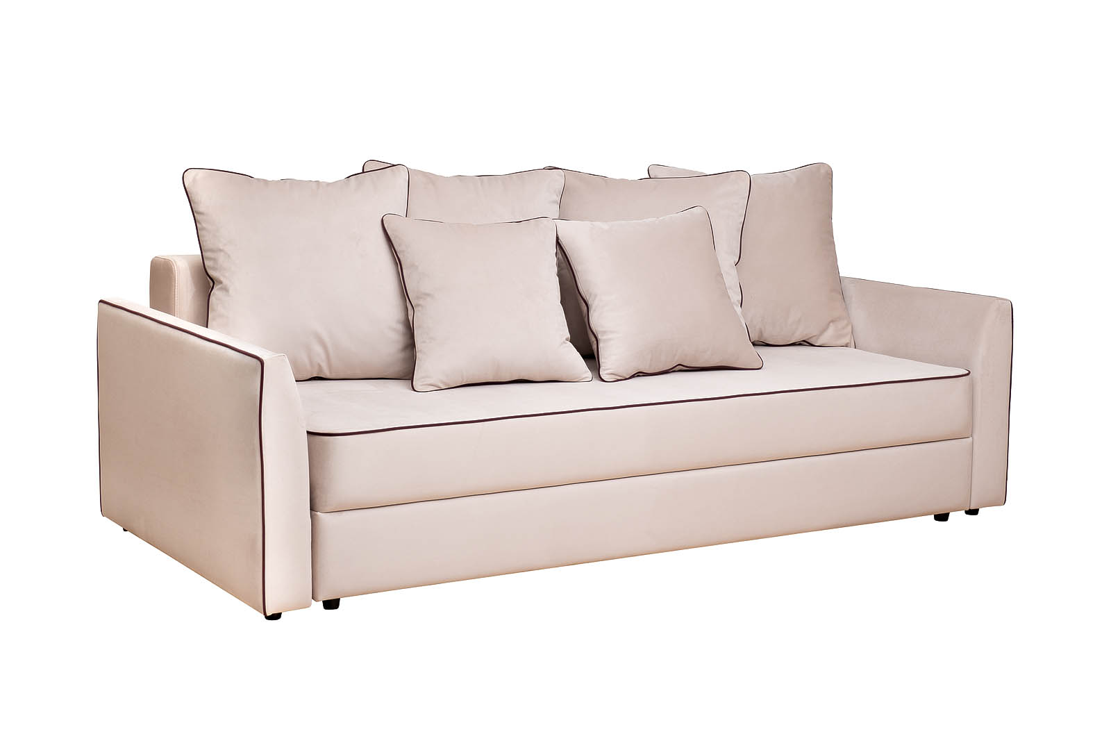 Диван Mores трехместный раскладной бежевый с кантом Garda Decor MORES(K)-Colt002+Vel35