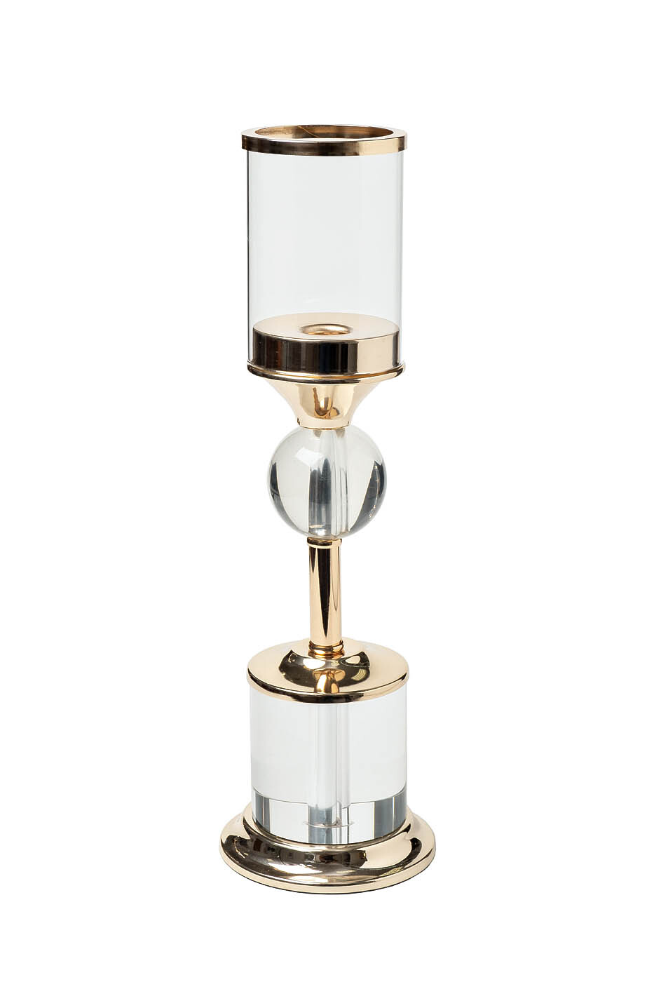 Подсвечник стеклянный на металлической ножке золотой Garda Decor 2K389001