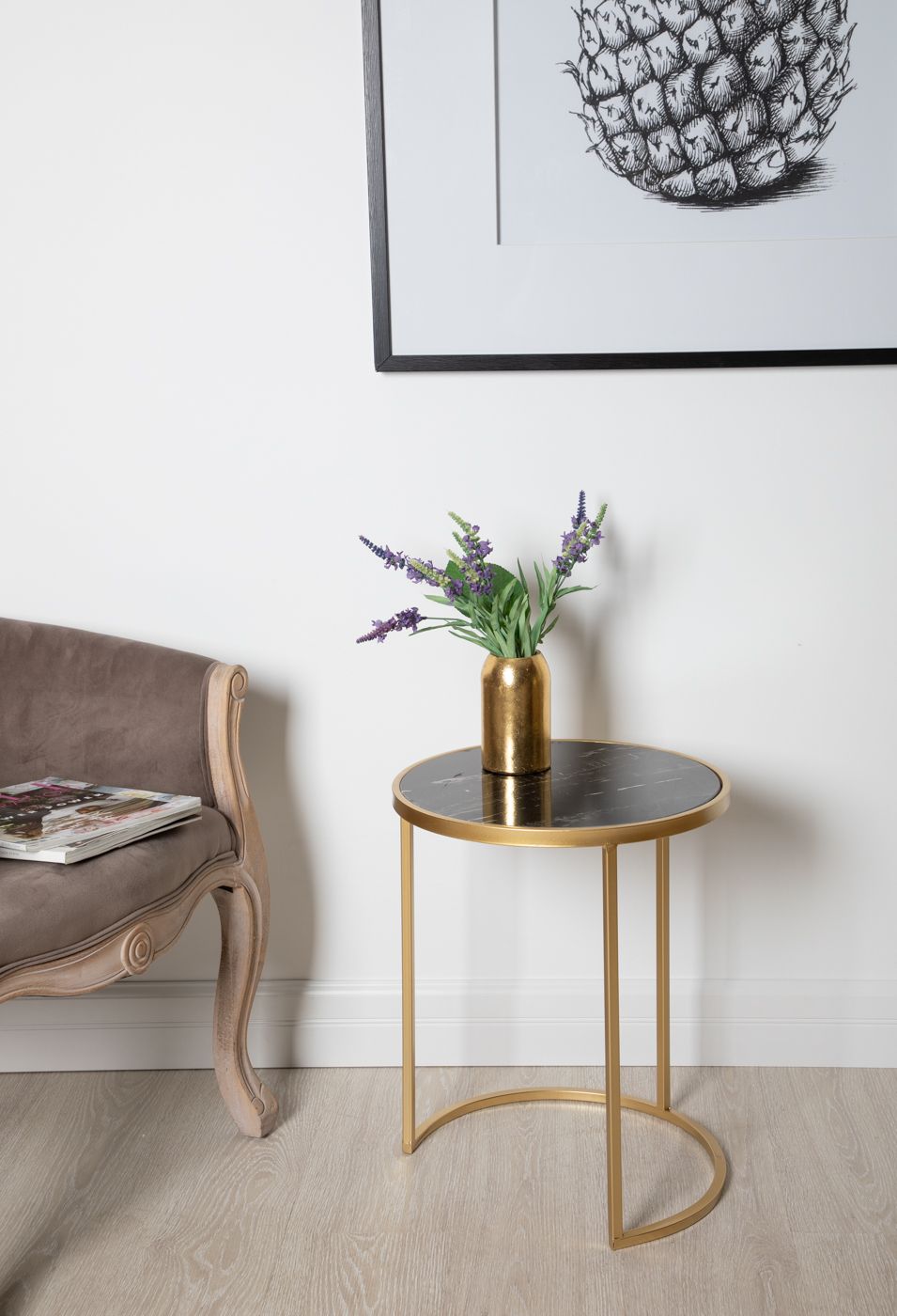 Столик приставной с черным мрамором Glasar 54-097